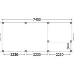 Overkapping Palermo XXL Type D 745 x 315 cm plattegrond