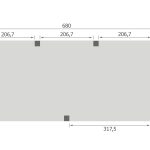 Overkapping Base Serie 1 Douglas 680 x 300 cm plattegrond