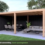 Overkapping Base Serie 2 Douglas met zwarte sponningplanken - 6 staanders