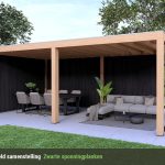 Overkapping Base Serie 3 Douglas met zwarte sponningplanken - 6 staanders