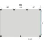 Overkapping Base Serie 3 Douglas 580 x 400 cm plattegrond