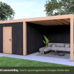 Overkapping Base Serie 4 Douglas met zwarte sponningplanken - 6 staanders