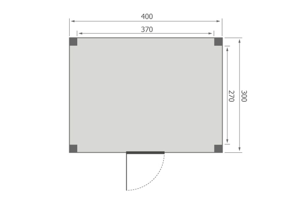 Overkapping Base Serie 4 Douglas 400 x 300 cm plattegrond