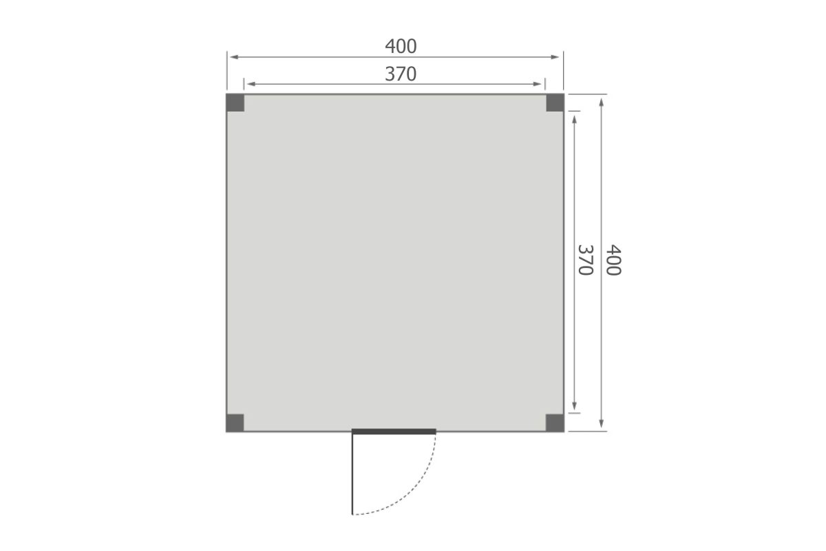 Overkapping Base Serie 4 Douglas 400 x 400 cm plattegrond