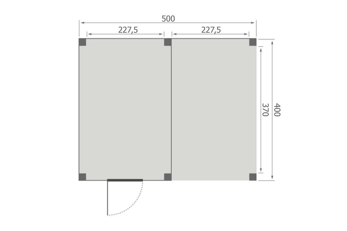 Overkapping Base Serie 4 Douglas 500 x 400 cm plattegrond