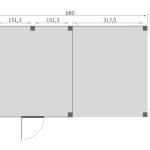 Overkapping Base Serie 4 Douglas 680 x 400 cm plattegrond