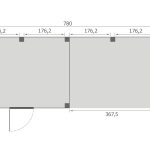 Overkapping Base Serie 4 Douglas 780 x 300 cm plattegrond