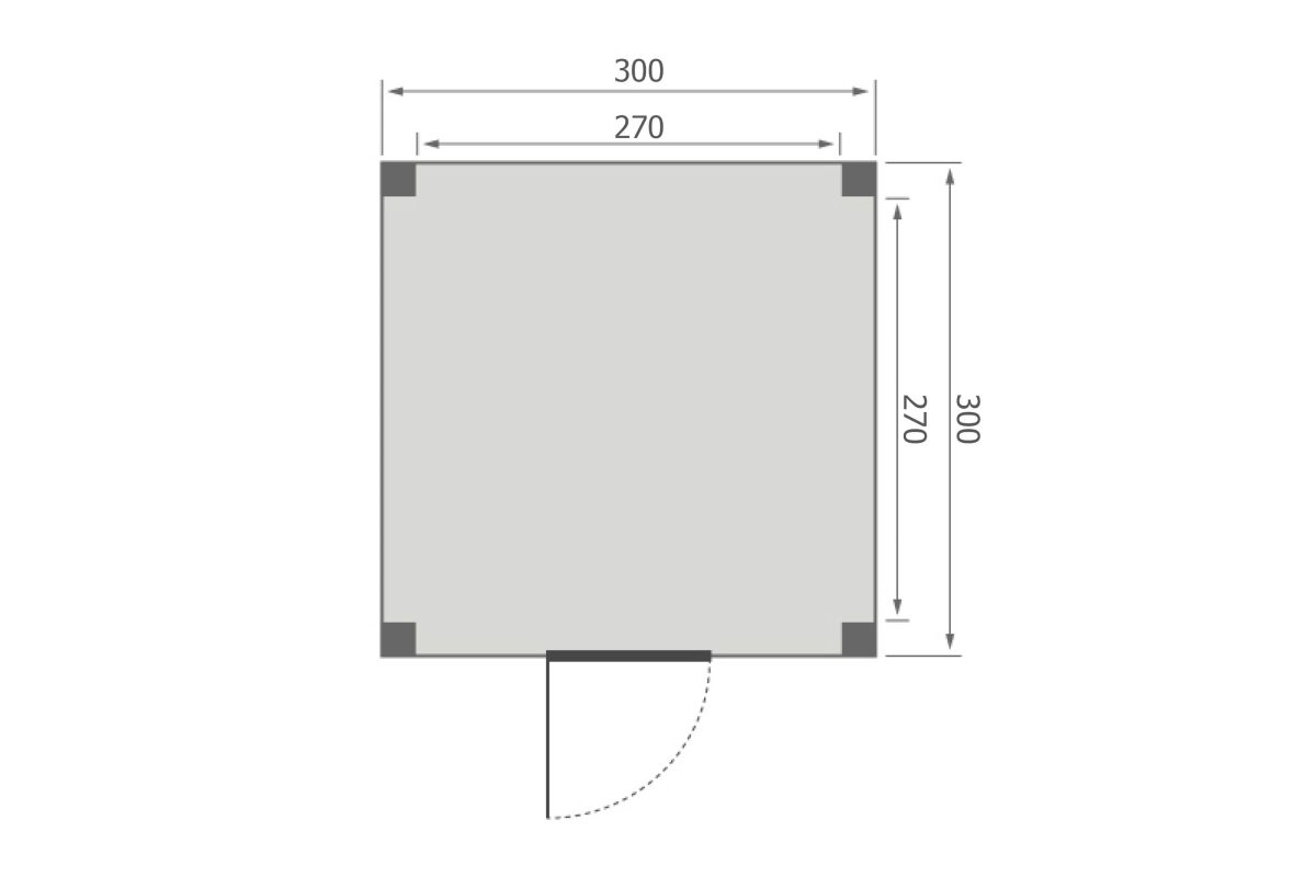 Overkapping Base Serie 5 Douglas 300 x 300 cm plattegrond