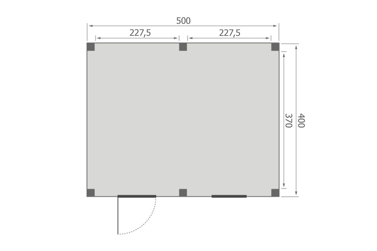 Overkapping Base Serie 5 Douglas 500 x 400 cm plattegrond