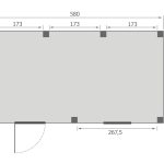 Overkapping Base Serie 5 Douglas 580 x 300 cm plattegrond