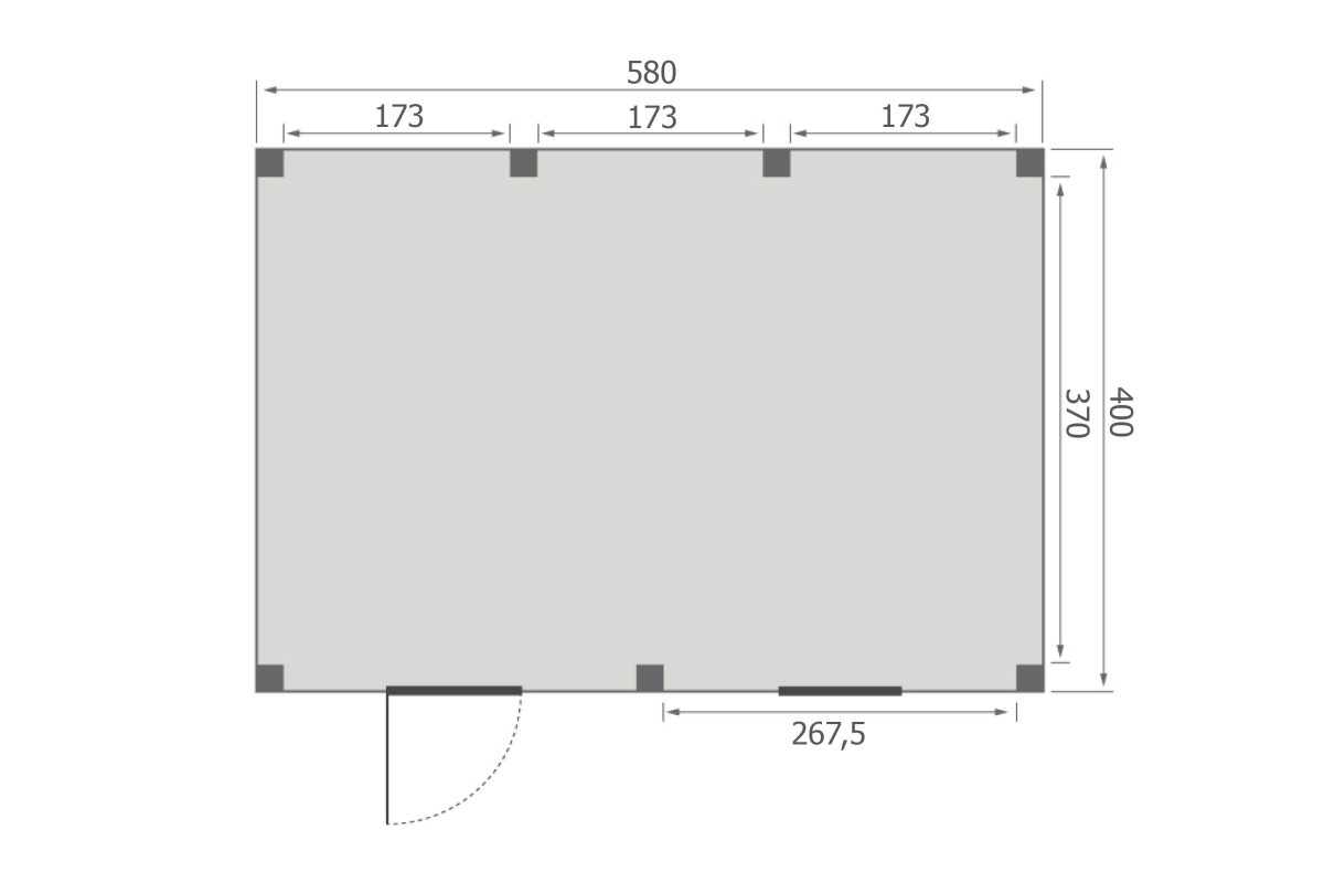 Overkapping Base Serie 5 Douglas 580 x 400 cm plattegrond