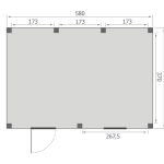 Overkapping Base Serie 5 Douglas 580 x 400 cm plattegrond