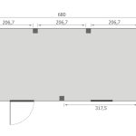 Overkapping Base Serie 5 Douglas 680 x 300 cm plattegrond