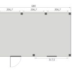 Overkapping Base Serie 5 Douglas 680 x 400 cm plattegrond